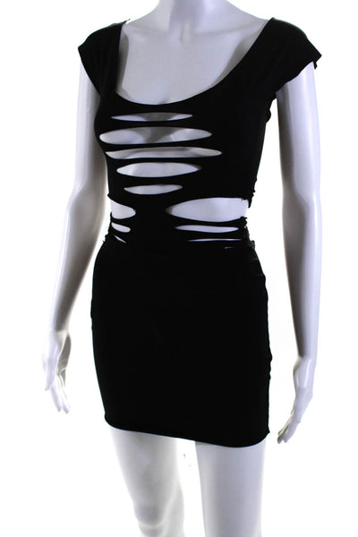 Tiger Mist Women's V-Neck Sleeveless Strappy Bodycon Mini Dress Black Size XS