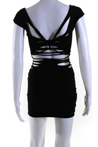 Tiger Mist Women's V-Neck Sleeveless Strappy Bodycon Mini Dress Black Size XS