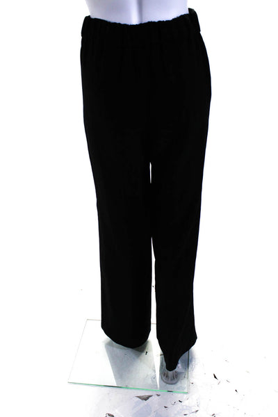 Theory Women's Elastic Pull-On Flat Front Wide Leg Dress Pant Black Size P