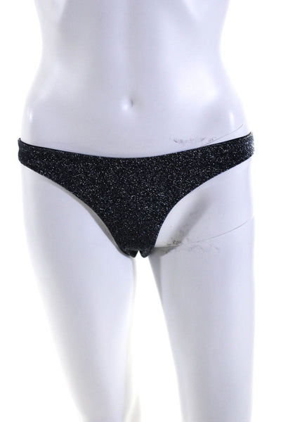 Fae Women's Glitter Tong Swimsuit Bottom Black Size S