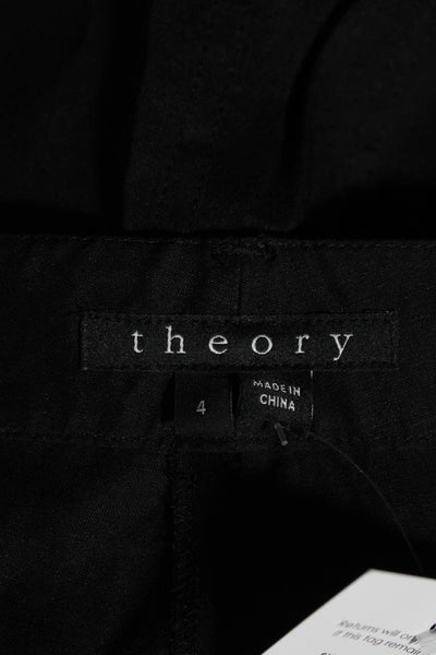 Theory Womens Black Linen Belt High Rise Pleated Straight Cargo Pants Size 4