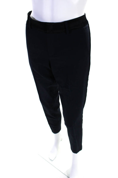 Vince Womens Navy Blue Wool Pleated High Rise Straight Leg Pants Size 4