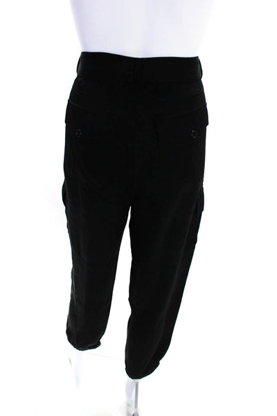 Theory Womens Black Silk Belt High Rise Straight Leg Cargo Pants Size 4