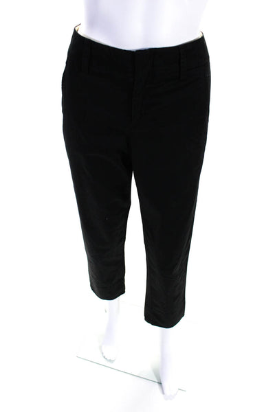 Vince Womens Solid Black Cotton High Rise Straight Leg Pants Size 4