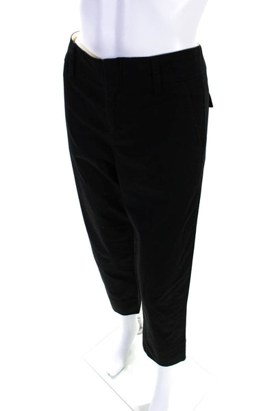 Vince Womens Solid Black Cotton High Rise Straight Leg Pants Size 4