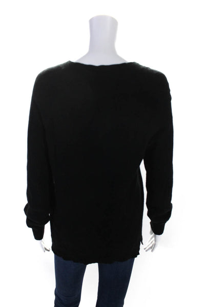 Rebecca Taylor Womens Embellished Crew Neck Sweater Black Wool Size Large