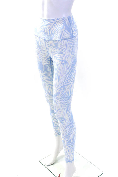 Spiritual Gangster Womens Leaf Print Mid Rise Ankle Leggings Light Blue Size S