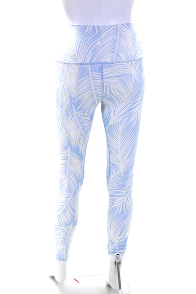 Spiritual Gangster Womens Leaf Print Mid Rise Ankle Leggings Light Blue Size S