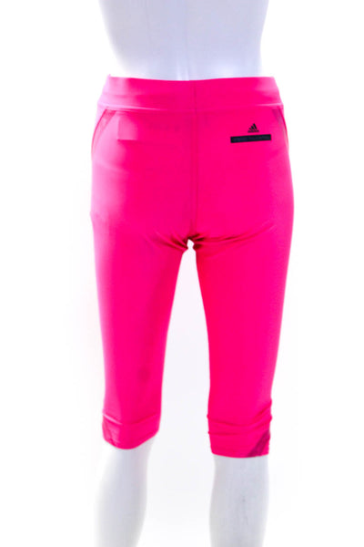 Adidas by Stella McCartney Mid Rise Drawstring Capri Pants Neon Pink Size S