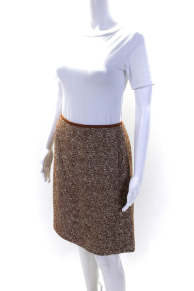 Lafayette 148 New York Womens Tweed A Line Skirt Brown White Wool Size 10