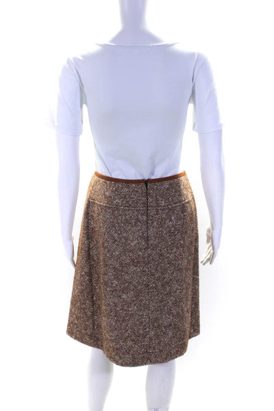 Lafayette 148 New York Womens Tweed A Line Skirt Brown White Wool Size 10