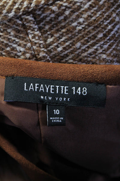 Lafayette 148 New York Womens Tweed A Line Skirt Brown White Wool Size 10