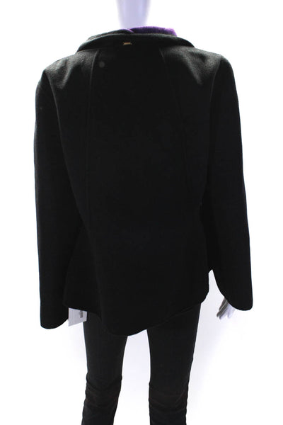 St. John Womens Angora Blend Long Sleeves Mid Length Wrap Jacket Black Size 8