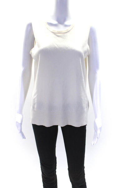 Brooks Brothers Womens Cashmere Crew Neck Shell Sweater White Size Large