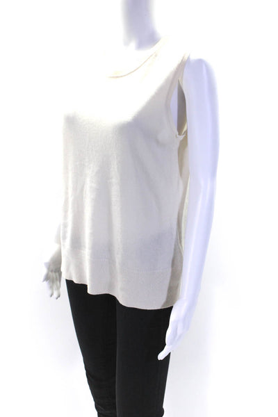 Brooks Brothers Womens Cashmere Crew Neck Shell Sweater White Size Large