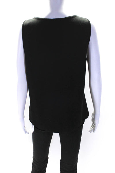 St. John Caviar Womens Scoop Neck Shell Sweater Black Wool Blend Size Large