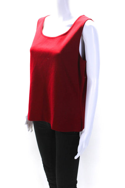 St. John Womens Scoop Neck Pullover Shell Sweater Ruby Red Wool Size Large