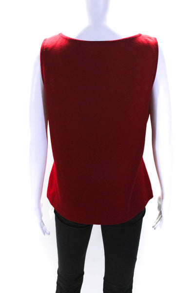 St. John Womens Scoop Neck Pullover Shell Sweater Ruby Red Wool Size Large