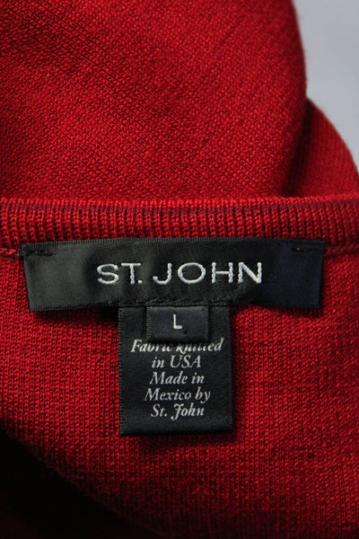 St. John Womens Scoop Neck Pullover Shell Sweater Ruby Red Wool Size Large