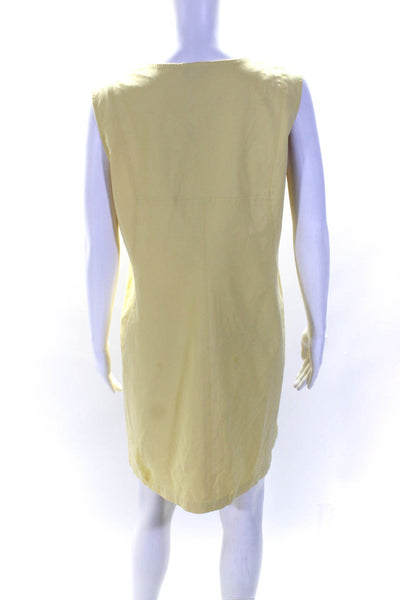 Lafayette 148 New York Womens Cotton Round Neck Zip Darted Dress Yellow Size M