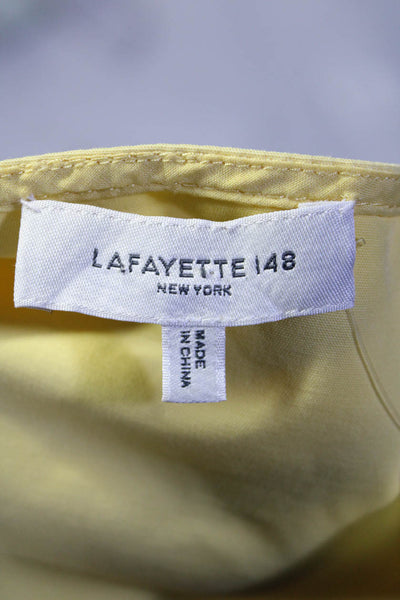 Lafayette 148 New York Womens Cotton Round Neck Zip Darted Dress Yellow Size M