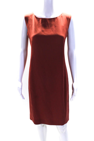 MM. La Fleur Womens Square Neck Darted Zipped Midi Sheath Dress Orange Size 6