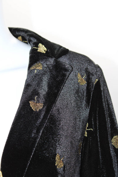 Paris Atelier + Other Stories Womens Velvet Embroidered Blazer Black Size 4