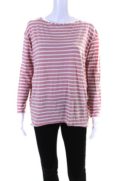 Lululemon Womens Cotton Long Sleeve Striped T shirt Pink Size 8