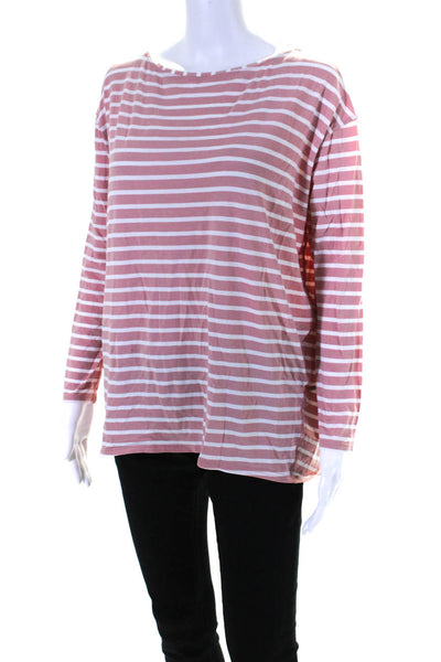 Lululemon Womens Cotton Long Sleeve Striped T shirt Pink Size 8