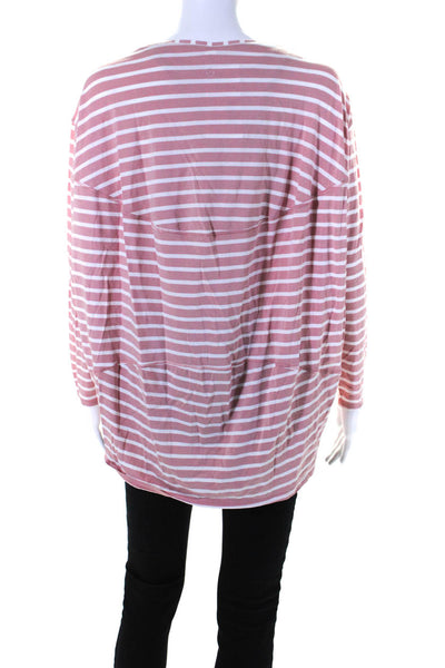 Lululemon Womens Cotton Long Sleeve Striped T shirt Pink Size 8