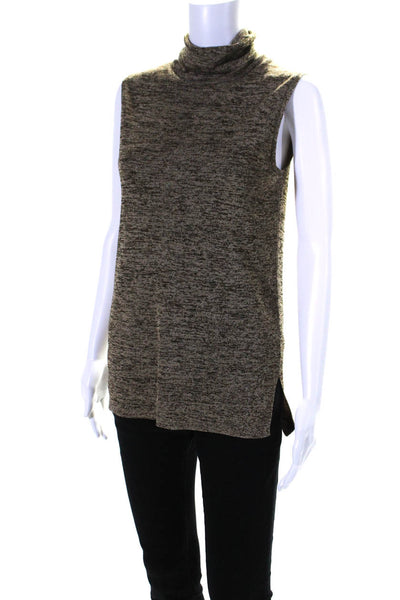 Veronica Beard Womens Sleeveless Turtleneck Blouse Brown Size S