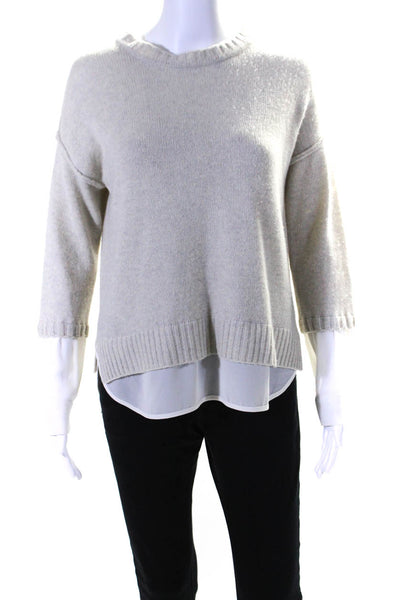 Brochu Walker Womens Wool Cashmere Long Sleeve Layered Pullover Beige Size XS