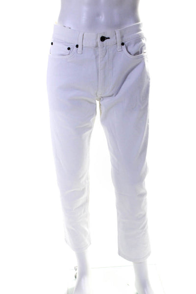 Rag & Bone Mens Cotton Buttoned Zipped Slim Straight Leg Pants White Size EUR32