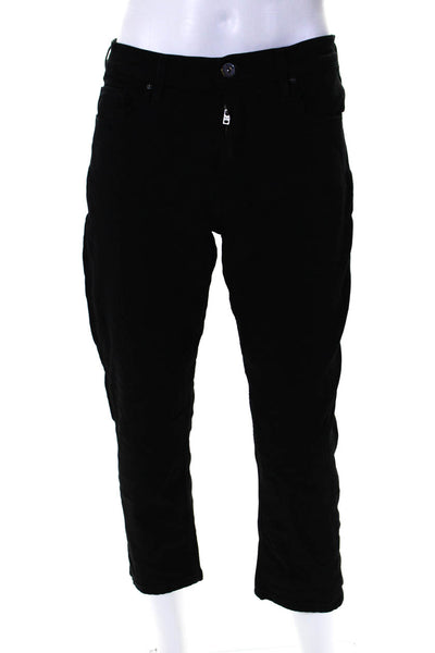 Paige Mens Buttoned Zipped Cropped Tapered Leg Casual Pants Black Size EUR35