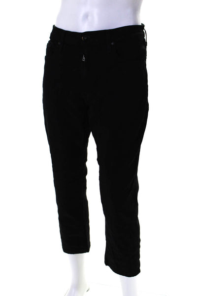 Paige Mens Buttoned Zipped Cropped Tapered Leg Casual Pants Black Size EUR35