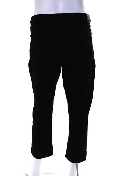 Paige Mens Buttoned Zipped Cropped Tapered Leg Casual Pants Black Size EUR35