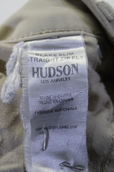 Hudson Mens Cotton Buttoned Zipped Straight Leg Casual Pants Beige Size EUR38