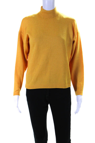 St. John Sportwear Womens Long Sleeves Turtleneck Sweater Yellow Wool Size Small