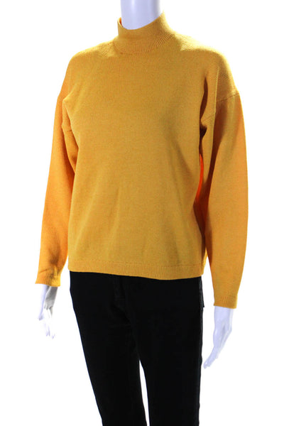 St. John Sportwear Womens Long Sleeves Turtleneck Sweater Yellow Wool Size Small