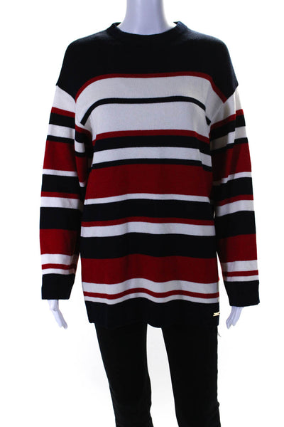 St. John Sport By Marie Gray Womens Striped Sweater Navy Blue Red Size Petite