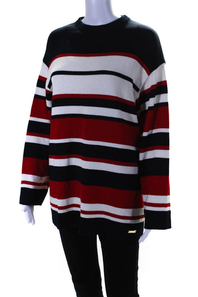 St. John Sport By Marie Gray Womens Striped Sweater Navy Blue Red Size Petite