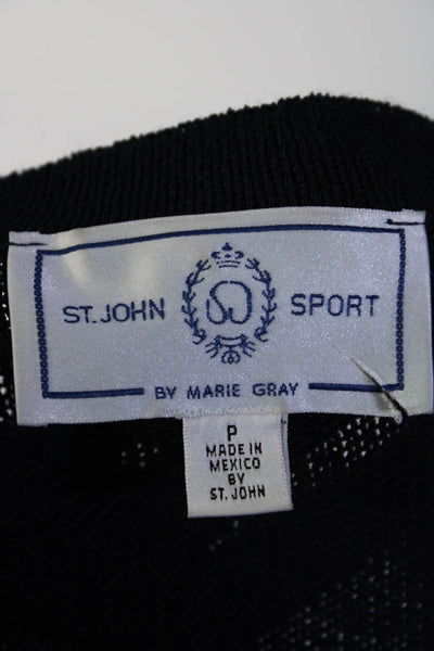 St. John Sport By Marie Gray Womens Striped Sweater Navy Blue Red Size Petite