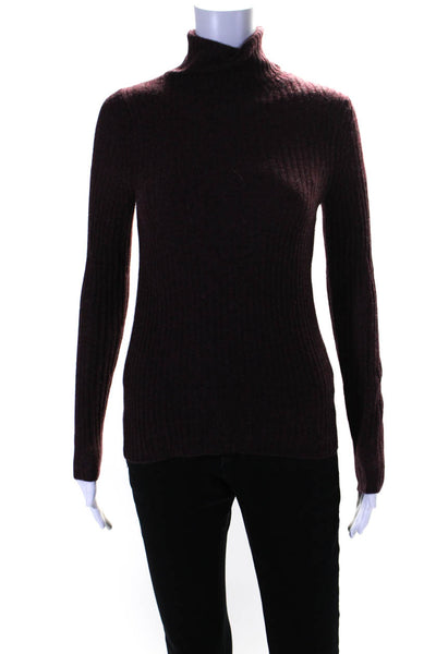 Naked Cashmere Women's Turtleneck Long Sleeves Ribbed Sweater Purple Size XS