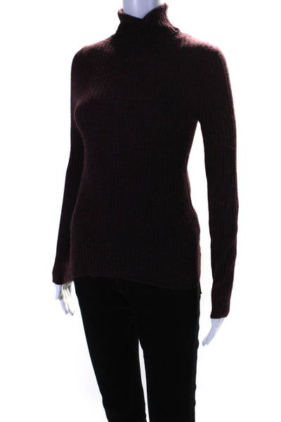 Naked Cashmere Women's Turtleneck Long Sleeves Ribbed Sweater Purple Size XS