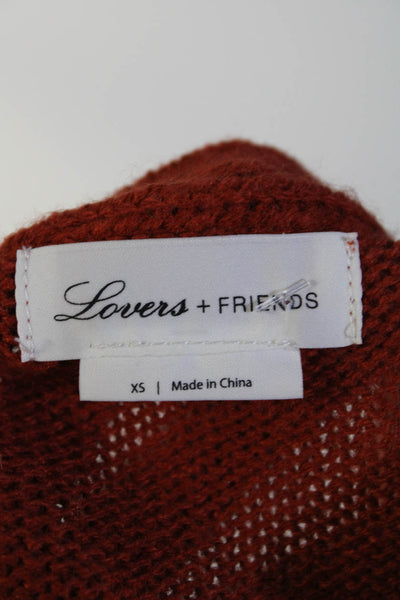 Lovers + Friends Women's Long Sleeves V-Neck Button Up Cardigan Orange Size XS