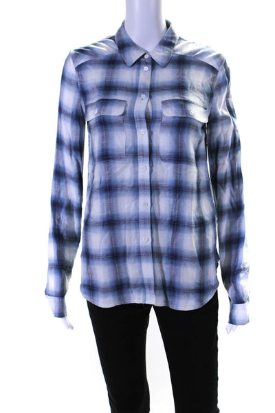 Paige Women's Collared Long Sleeves Button Down Plaid Shirt Size XS