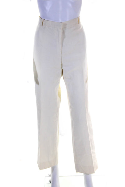 Agnona Womens Solid White Cotton Pleated High Rise Straight Leg Pants Size 30