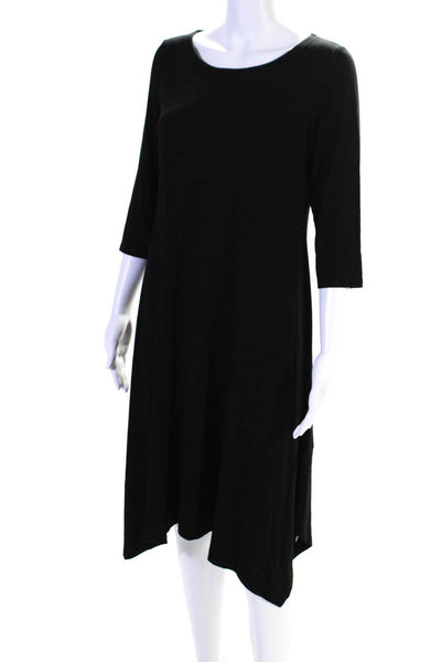 Eileen Fisher Womens Long Sleeves A Line Shirt Dress Black Size Petite Medium