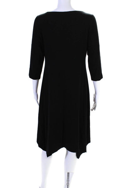 Eileen Fisher Womens Long Sleeves A Line Shirt Dress Black Size Petite Medium