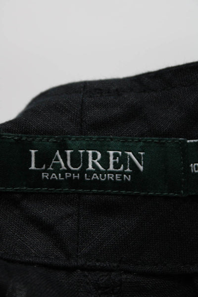 Lauren Ralph Lauren Womens Linen High Rise Slim Leg Pants Black Size 10